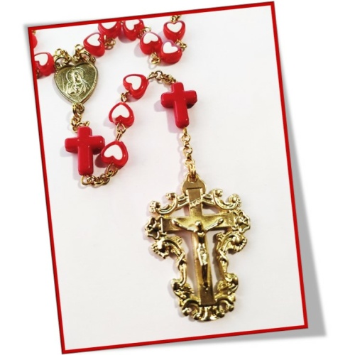 Sacred Heart of Jesus Chaplet - in Red Hearts - Limited Edition