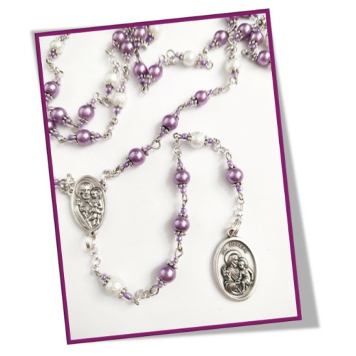 St Joseph Chaplet for Family Protection - Faux glass pearls