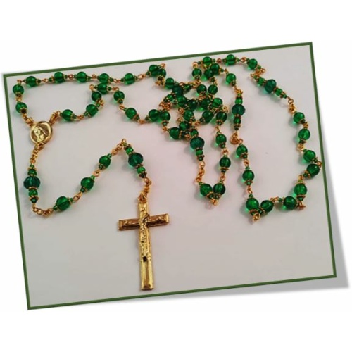 Birthstone Rosary - Emerald May in gold