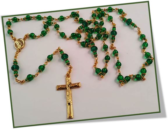 Birthstone Rosary - Emerald May in gold
