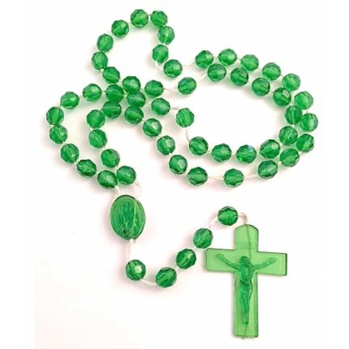 Green Faceted plastic Rosary