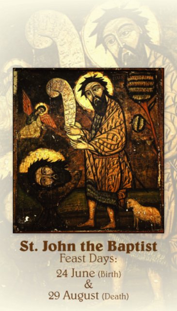 St John the Baptist Holy Prayer Card