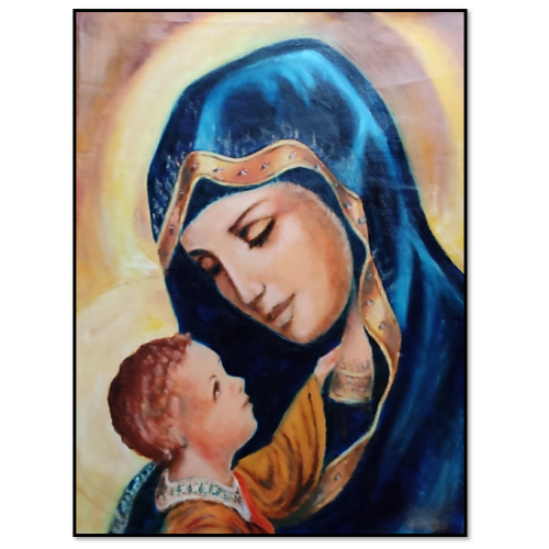 Madonna & Child  - oil on canvas -by Zenon Rozycki