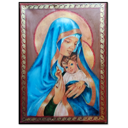 Madonna & Child - Oil Painting on Canvas by Zenon Rozycki