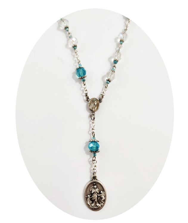 Our Lady Undoer of Knots Chaplet in Blue & Crystal - Image 2