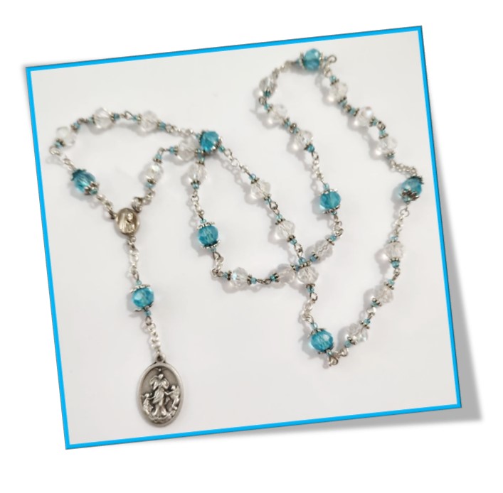 Our Lady Undoer of Knots Chaplet in Blue & Crystal