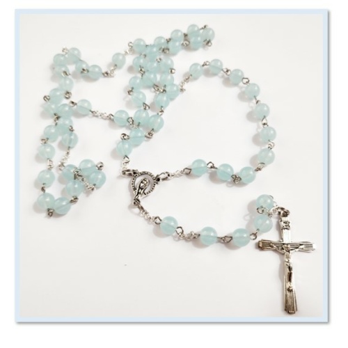 Pale blue 8mm Acrylic Rosary