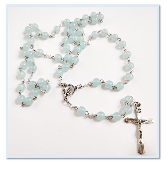 Pale blue 8mm Acrylic Rosary