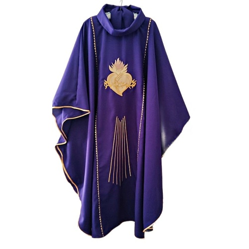 Purple Chasuble With Heart Of Jesus In Golds And Projecting Rays