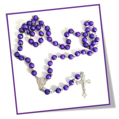 Dark Purple Window 8mm Rosary