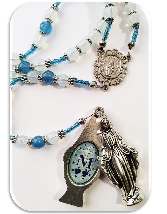 Miraculous Medal Rosary - Limited Edition - Opalite & Jade - Image 3