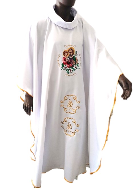 White St Joseph Ornate Chasuble & Stole - Limited Edition