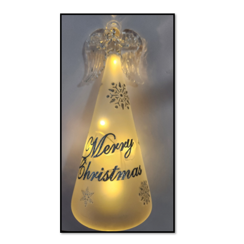 19cm Glass Merry Christmas Angel - Lights Up