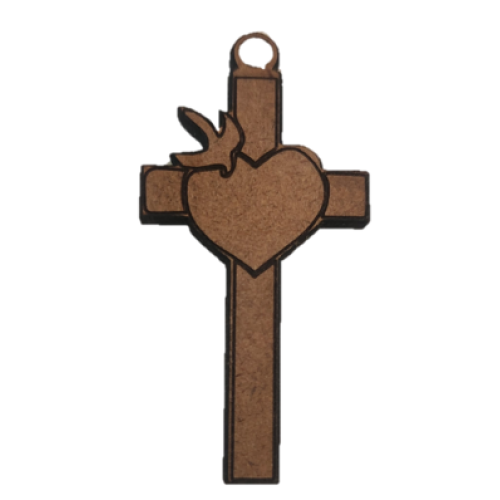 Heart & Dove Cross - Wooden Cross 4.5cm
