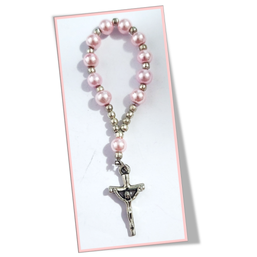 Baby Pink Faux Glass Pearl one Decade Finger rosary
