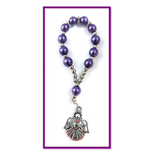 Angel One Decade Finger Rosary - Purple