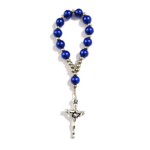 Royal Blue One Decade Faux Glass pearl Finger Rosary