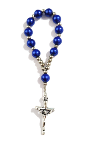 Royal Blue One Decade Faux Glass pearl Finger Rosary