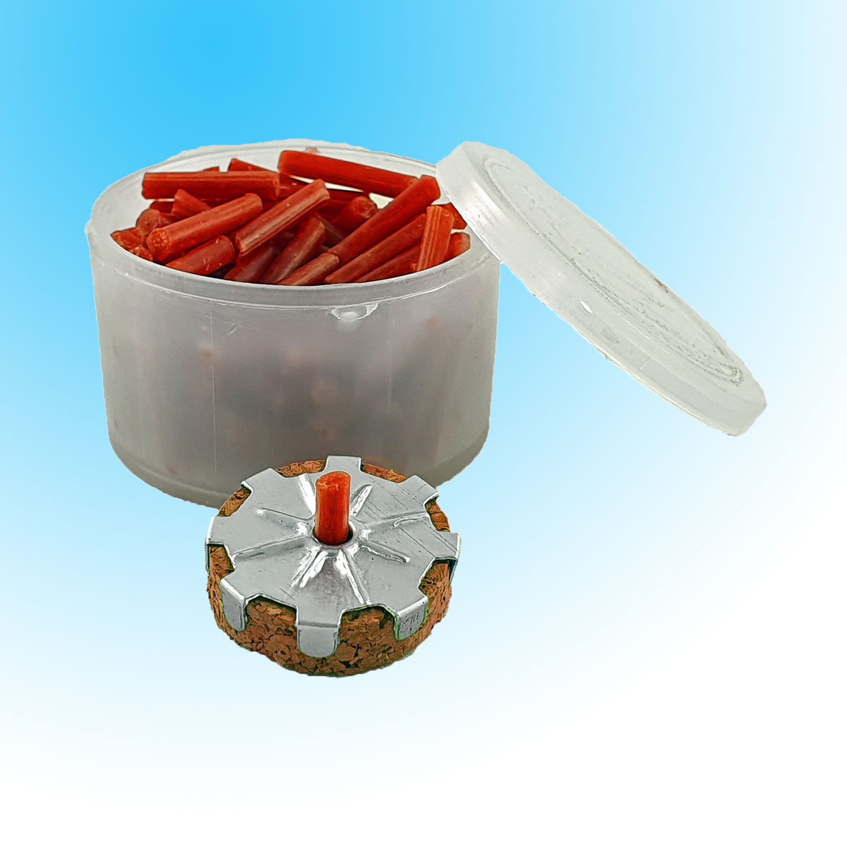 Traditional Ruby Votive Glass Candle with Wicks and Cork / Lamparina Floating Candle - Image 2