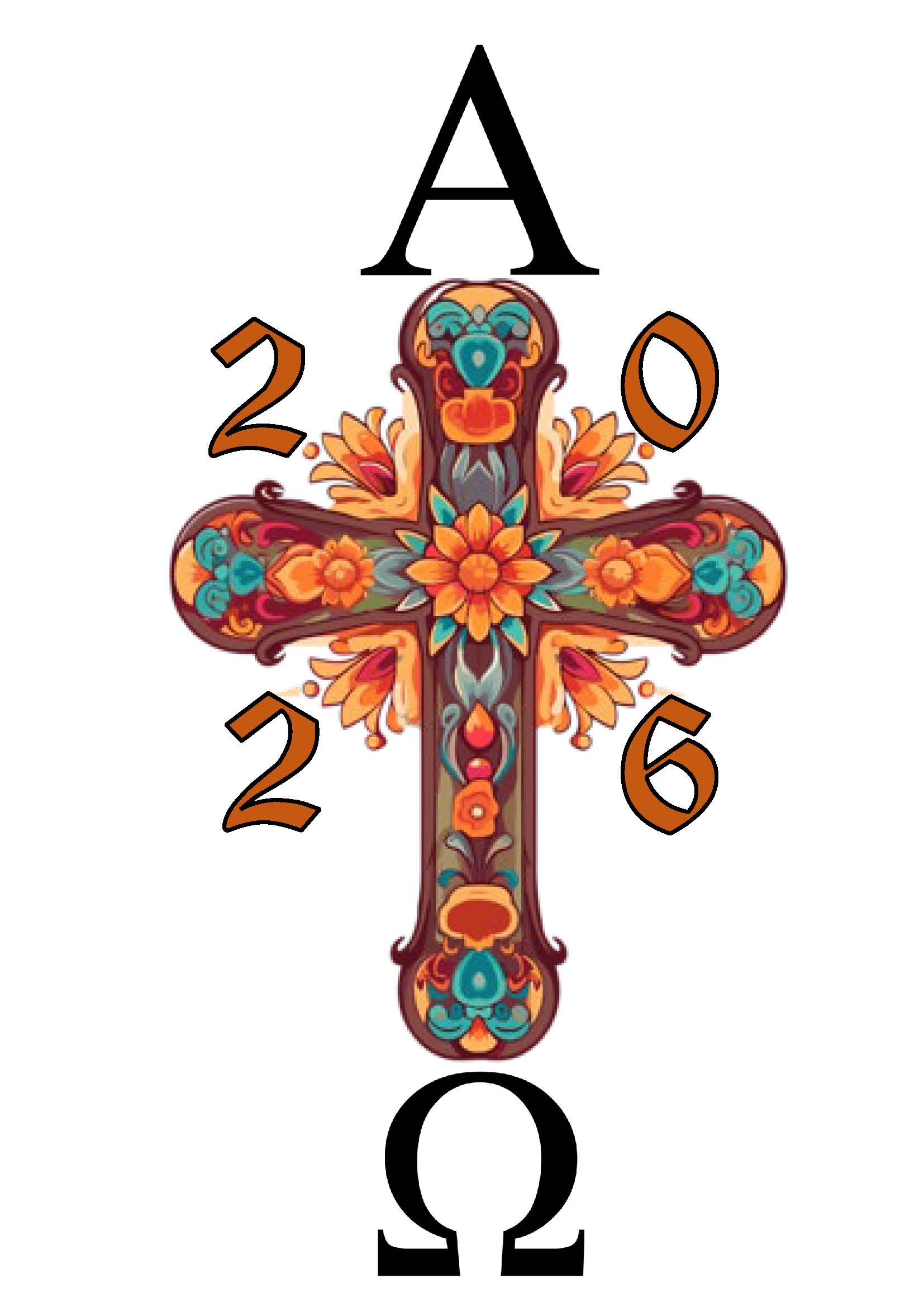 Flower Cross Paschal Easter Candle - 100 x 400mm