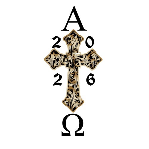 Ornate Golden Cross Pascal Easter Candle - 100 x 600mm