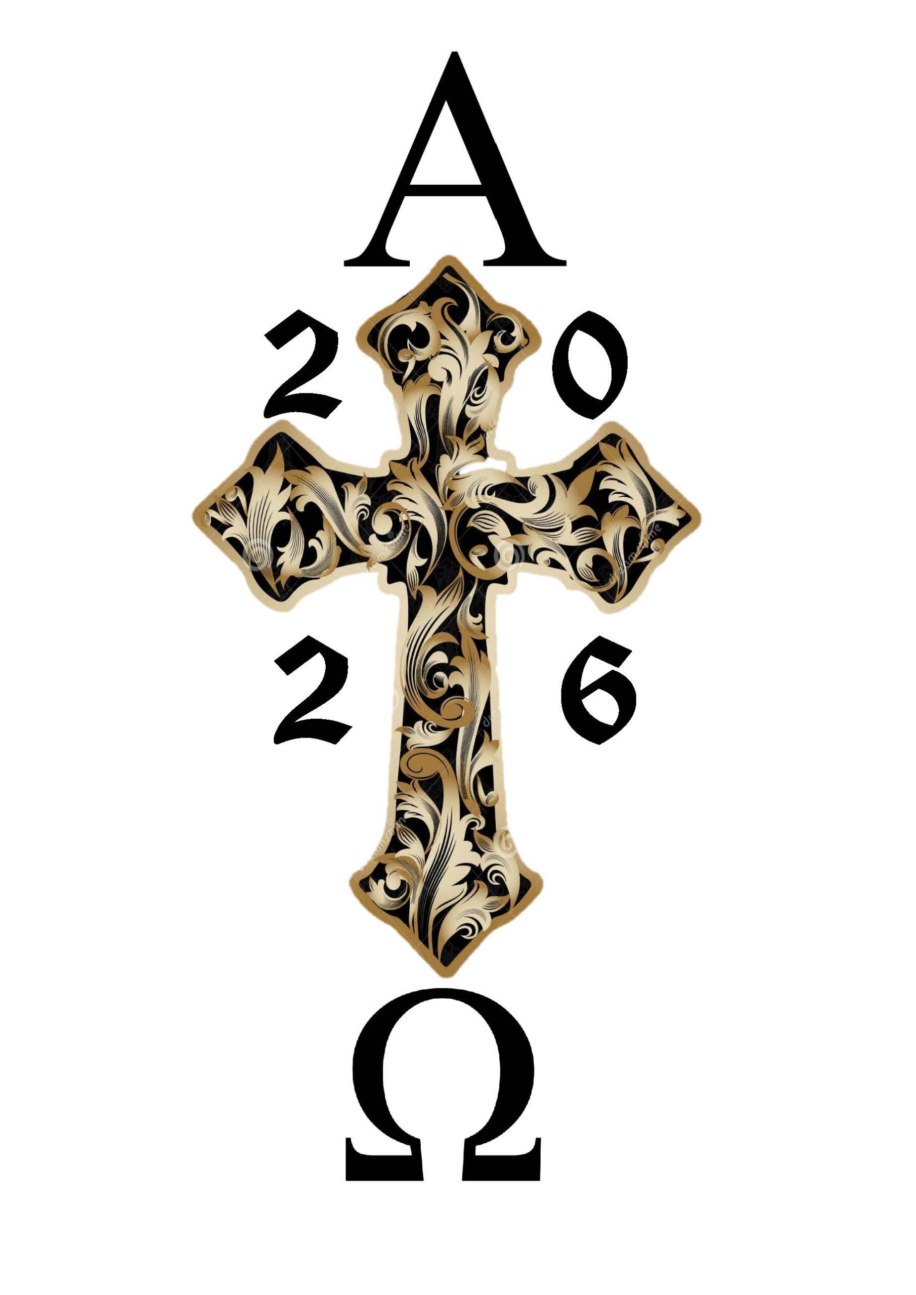 Ornate Golden Cross Pascal Easter Candle - 100 x 600mm