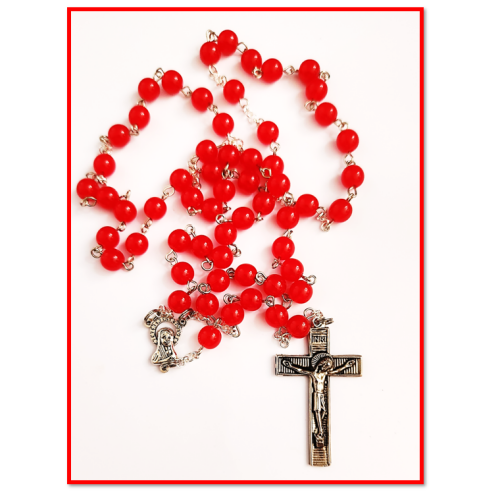Red 8mm Acrylic Bead Rosary