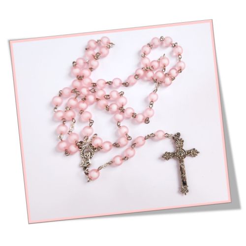 Pink Candy Floss Rosary in 8mm Acrylic Bead