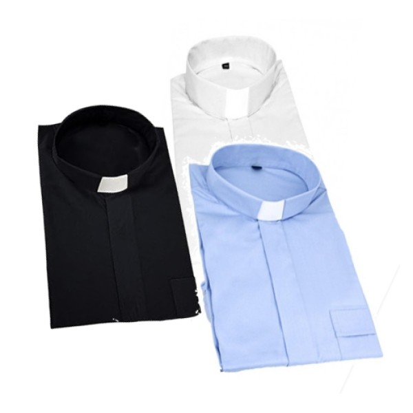 Clerical Cotton Shirt – Includes Slip in Clerical Collar – Catholic Shop