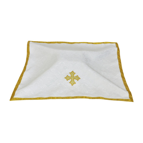 Chalice Veil with Fleur de Lis Cross Applique' - WHITE