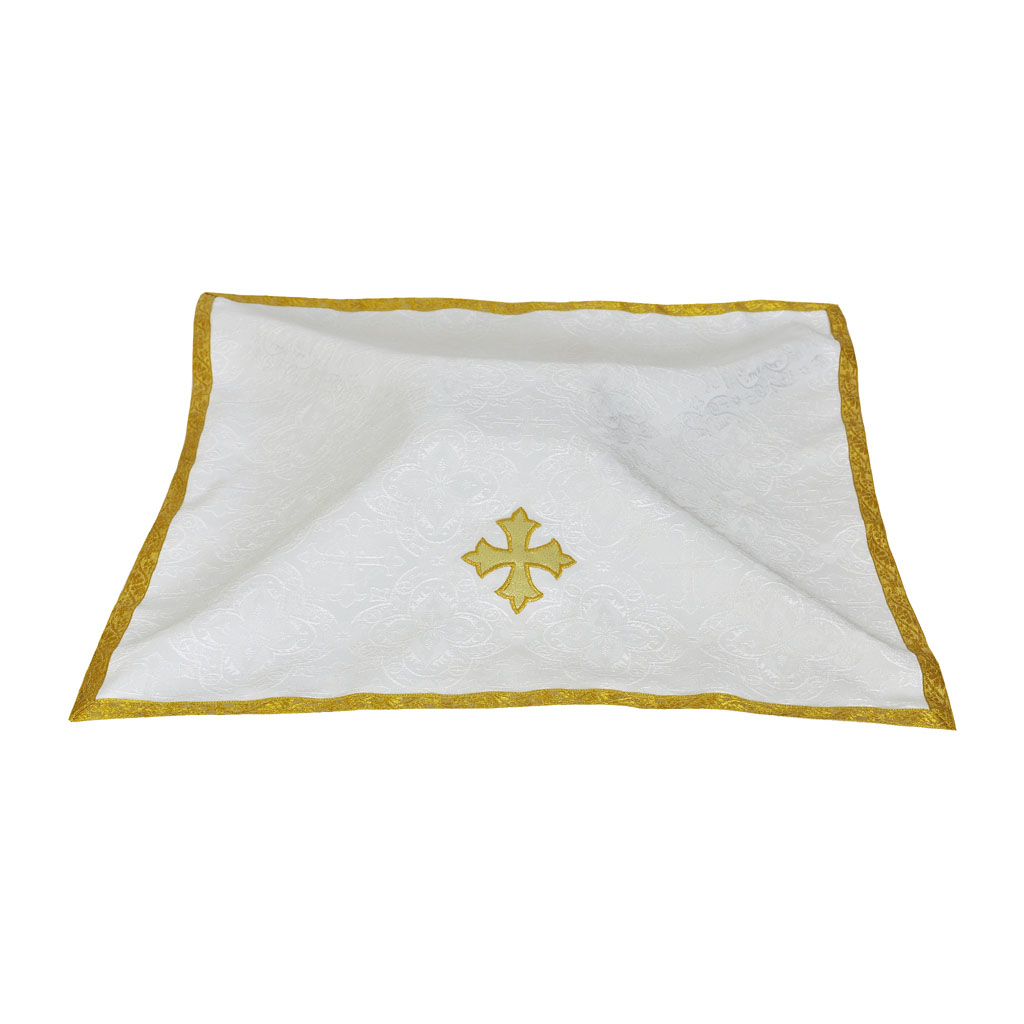 Chalice Veil with Fleur de Lis Cross Applique' - WHITE