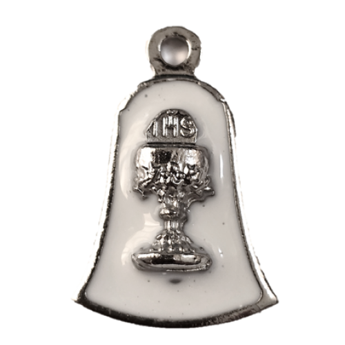 First Holy Communion Chalice Medal - Silver/White