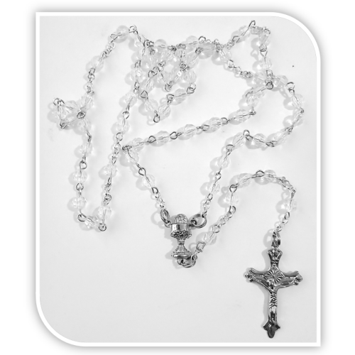 First Holy Communion Faceted Acrylic Crystal Rosary