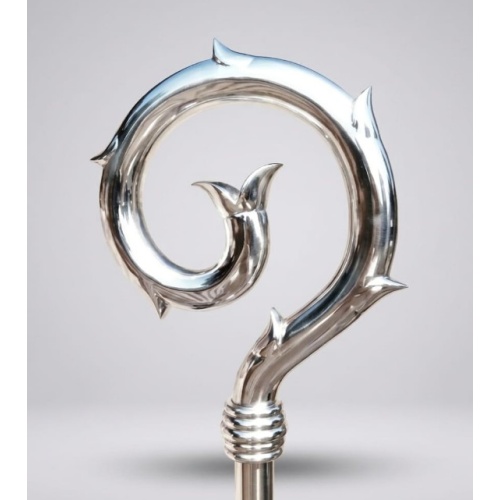 Stainless Steel Crozier / Leaf Design - 170cm - Imported Item