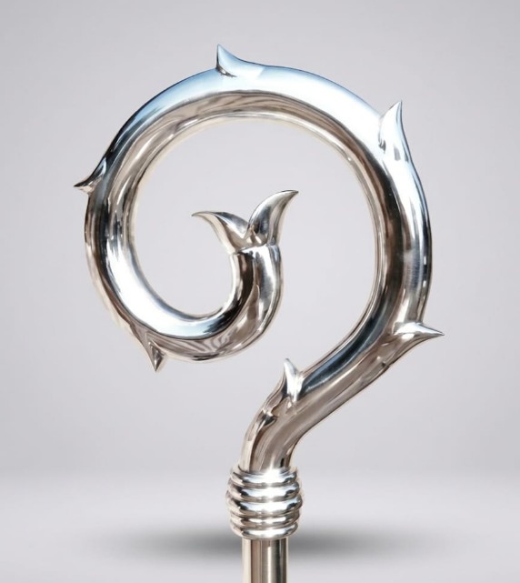 Stainless Steel Crozier / Leaf Design - 170cm - Imported Item
