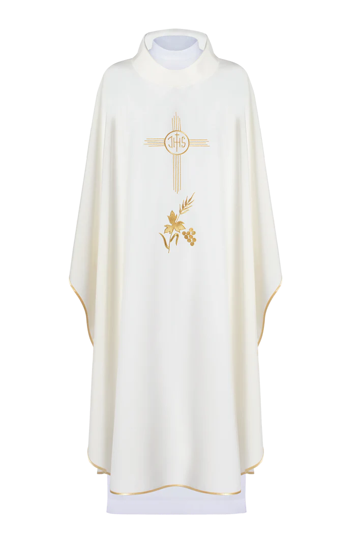 Haftina House Chasuble - JHS Cross with Vines & Grapes - Image 3