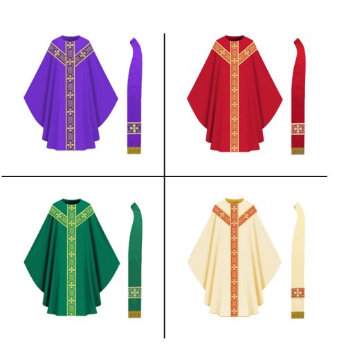 Gothic Chasuble with Cross Designs & Stole - Import