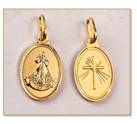 18kt gold filled Pendant -18 x 11mm - Divine Mercy Pendant