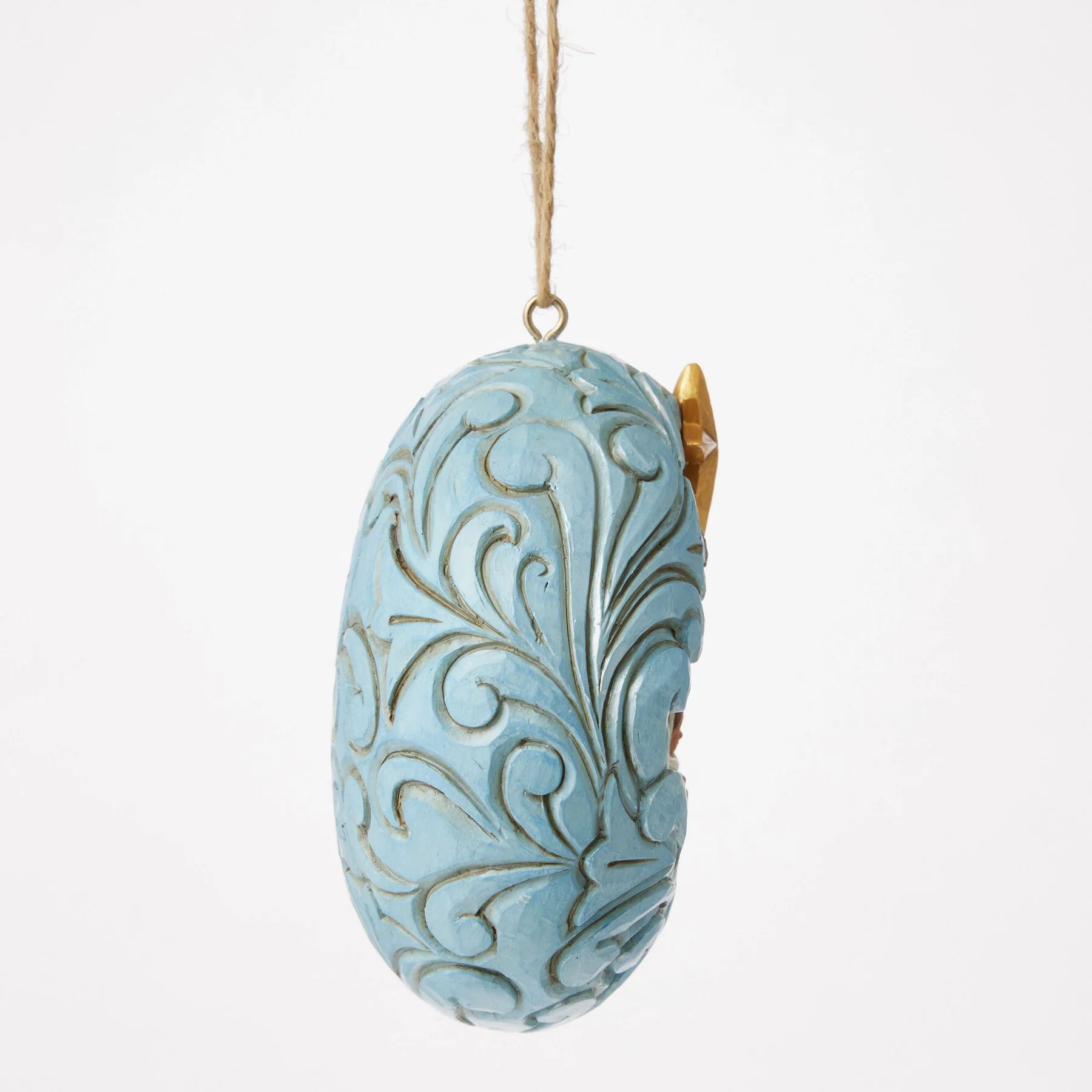 Jim Shore - Holy Family Nativity Hanging Ornament Blue & Gold 8cm - Image 3