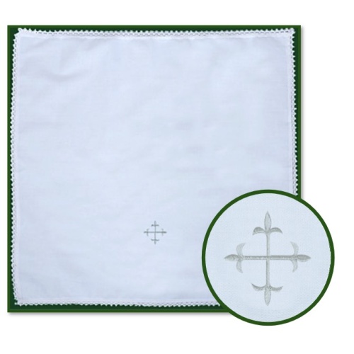 Corporal - 51cm x 51cm with White Embroidered Fleur De Lis Cross
