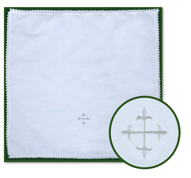 Corporal - 51cm x 51cm with White Embroidered Fleur De Lis Cross