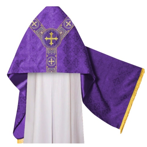 Purple Humeral Veil with Embroidered Cross