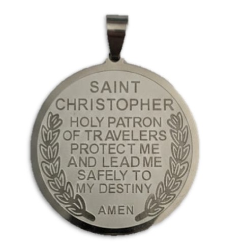 Stainless Steel St Christopher Pendant with 54cm Figaro Chain - Image 2