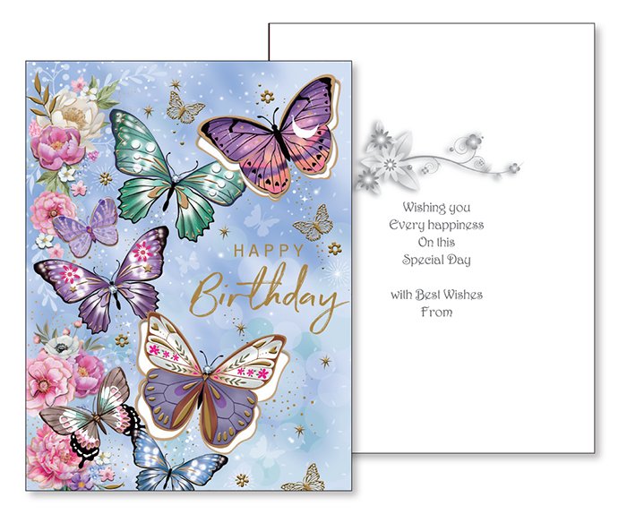 Happy Birthday - Greeting Card (Butterflies)