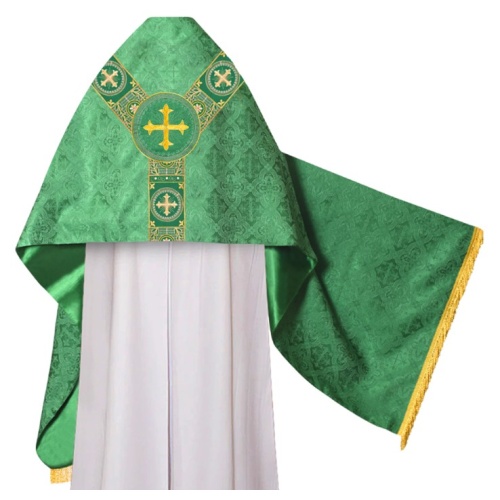 Green Humeral Veil with Embroidered Cross