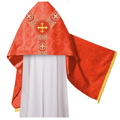 Red Humeral Veil with Embroidered Cross
