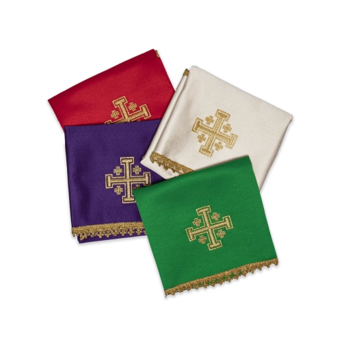 Haftina House - Set of 4 Chalice Veils (all Liturgical colours) - Jerusalem Cross - Import