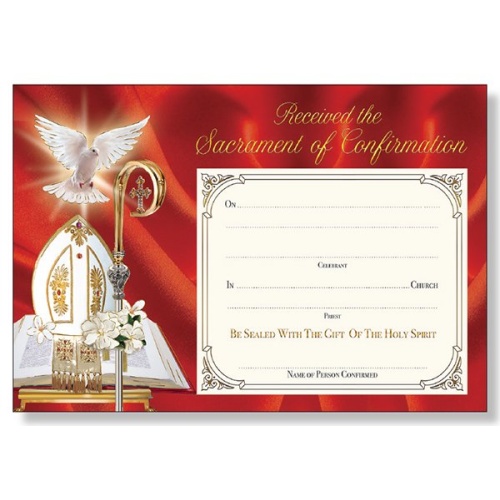 Confirmation Dove/Mitre Certificate