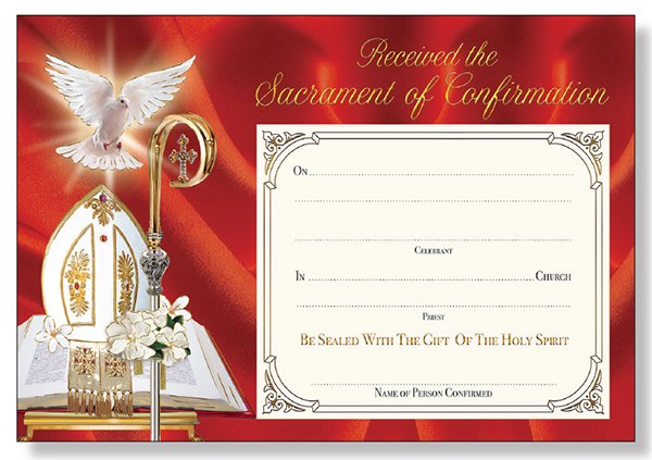 Confirmation Dove/Mitre Certificate