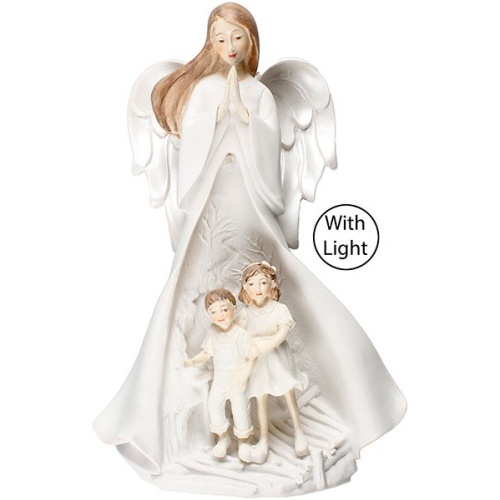 20cm Guardian Angel Statue with Children - Night Light (Mark down)